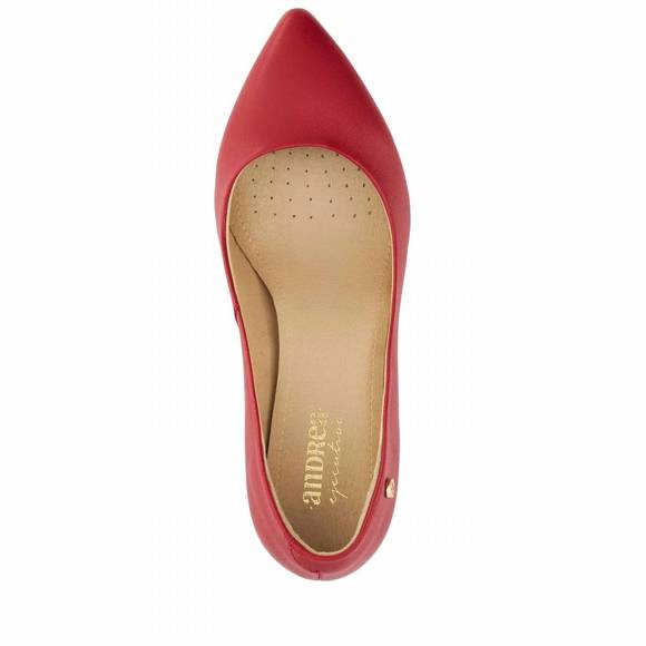 NEW ANDREA women's block heel pumps in red - Picture 3 of 4